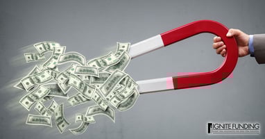 Image of a magnet pulling in money to represent residual income